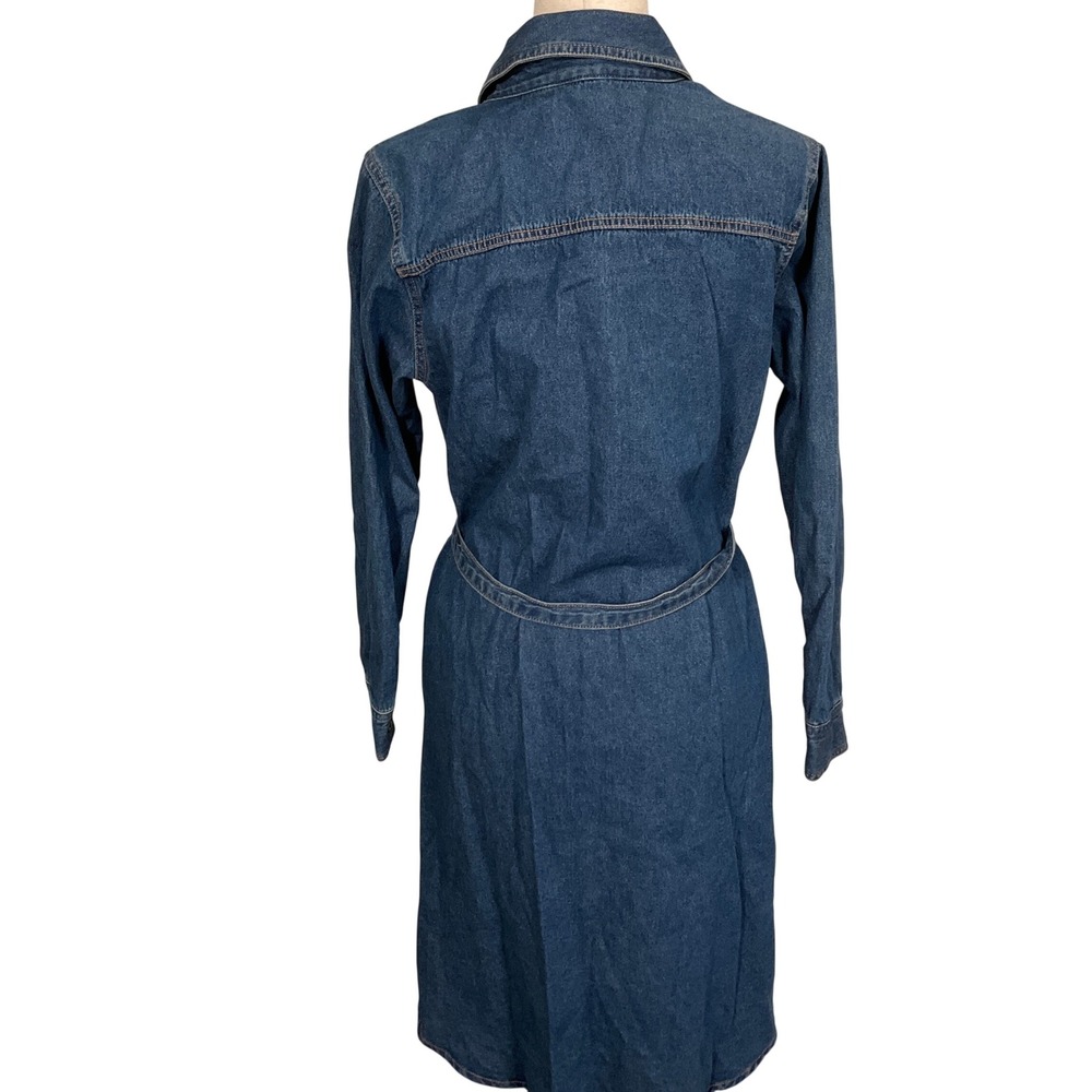 Frye Shirt‎ Dress Womens Medium Blue Western Americana Country Belt Midi Denim - Picture 4 of 11